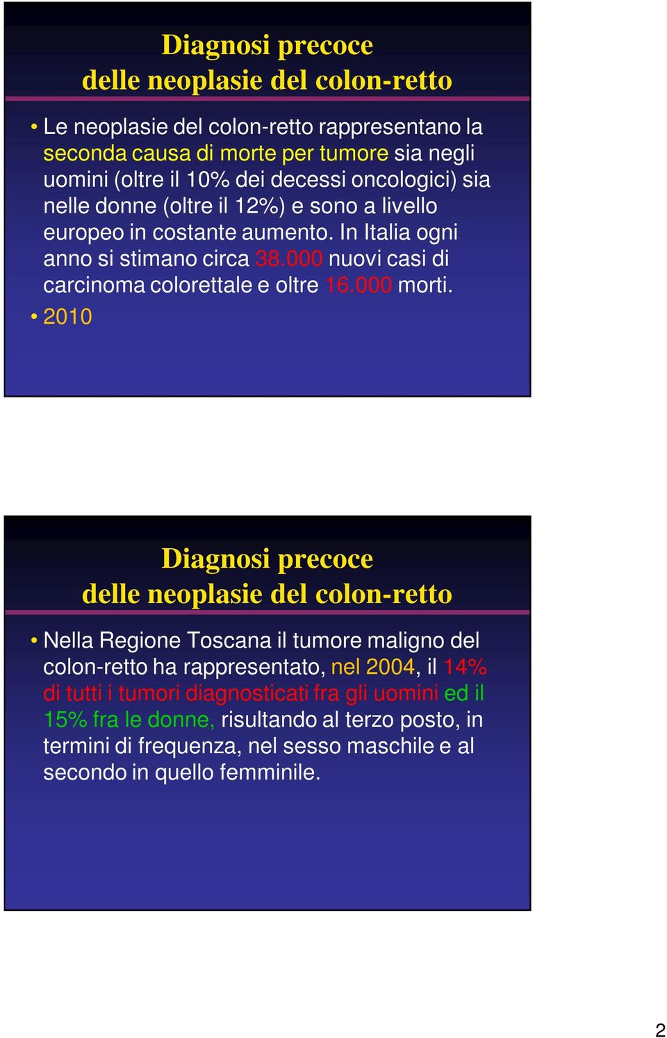 000 nuovi casi di carcinoma colorettale e oltre 16.000 morti.