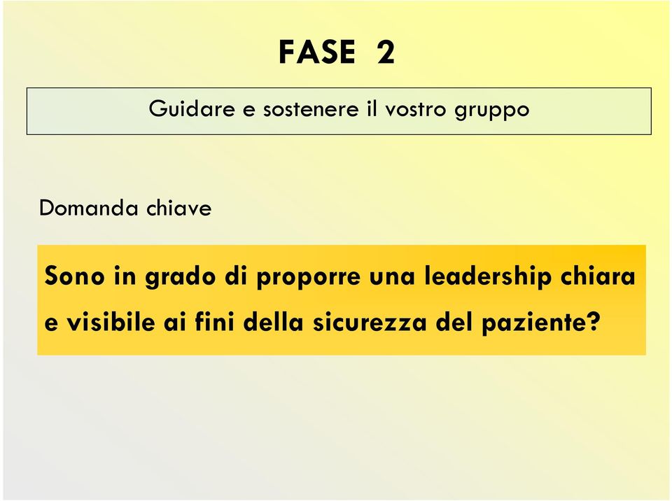 proporre una leadership chiara e