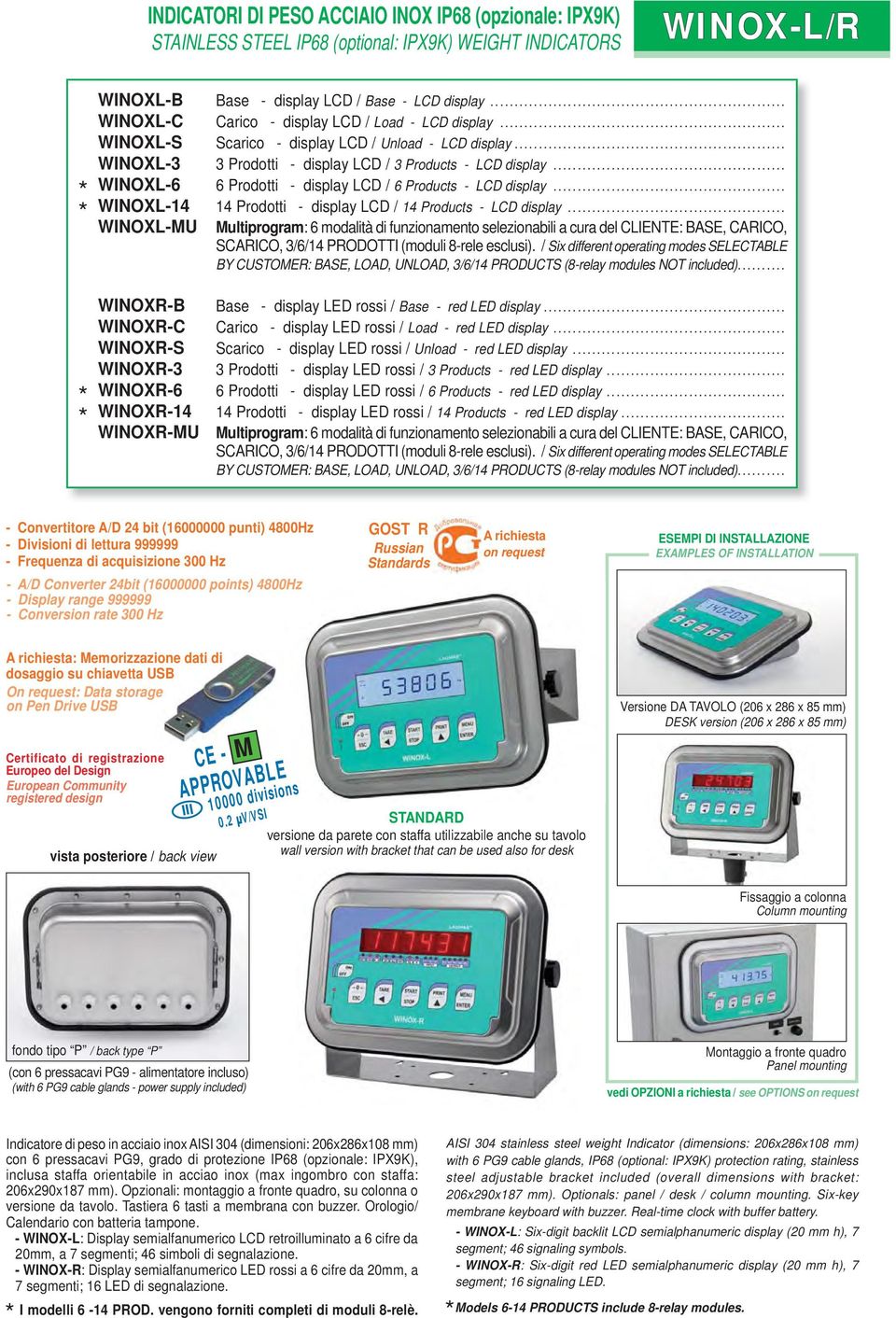 ....................................................... WINOXL Prodotti display LCD / Products LCD display................................................ WINOXL6 6 Prodotti display LCD / 6 Products LCD display.