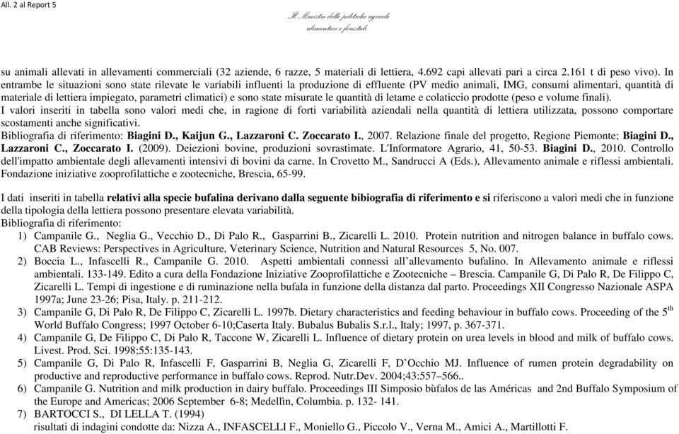 In entrambe le situazioni sono state rilevate le variabili influenti la produzione di effluente (PV medio animali, IMG, consumi alimentari, quantità di materiale di lettiera impiegato, parametri