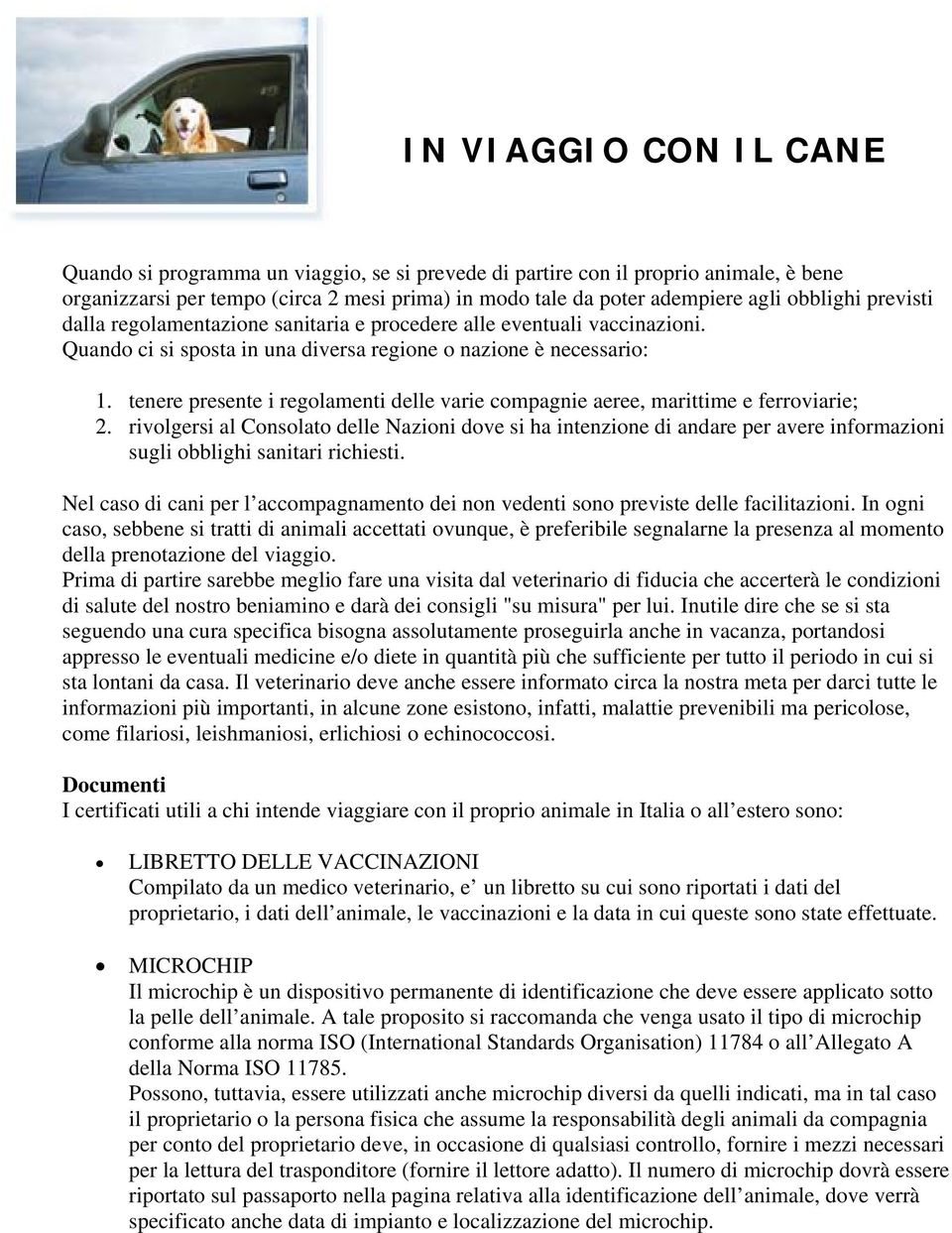 tenere presente i regolamenti delle varie compagnie aeree, marittime e ferroviarie; 2.