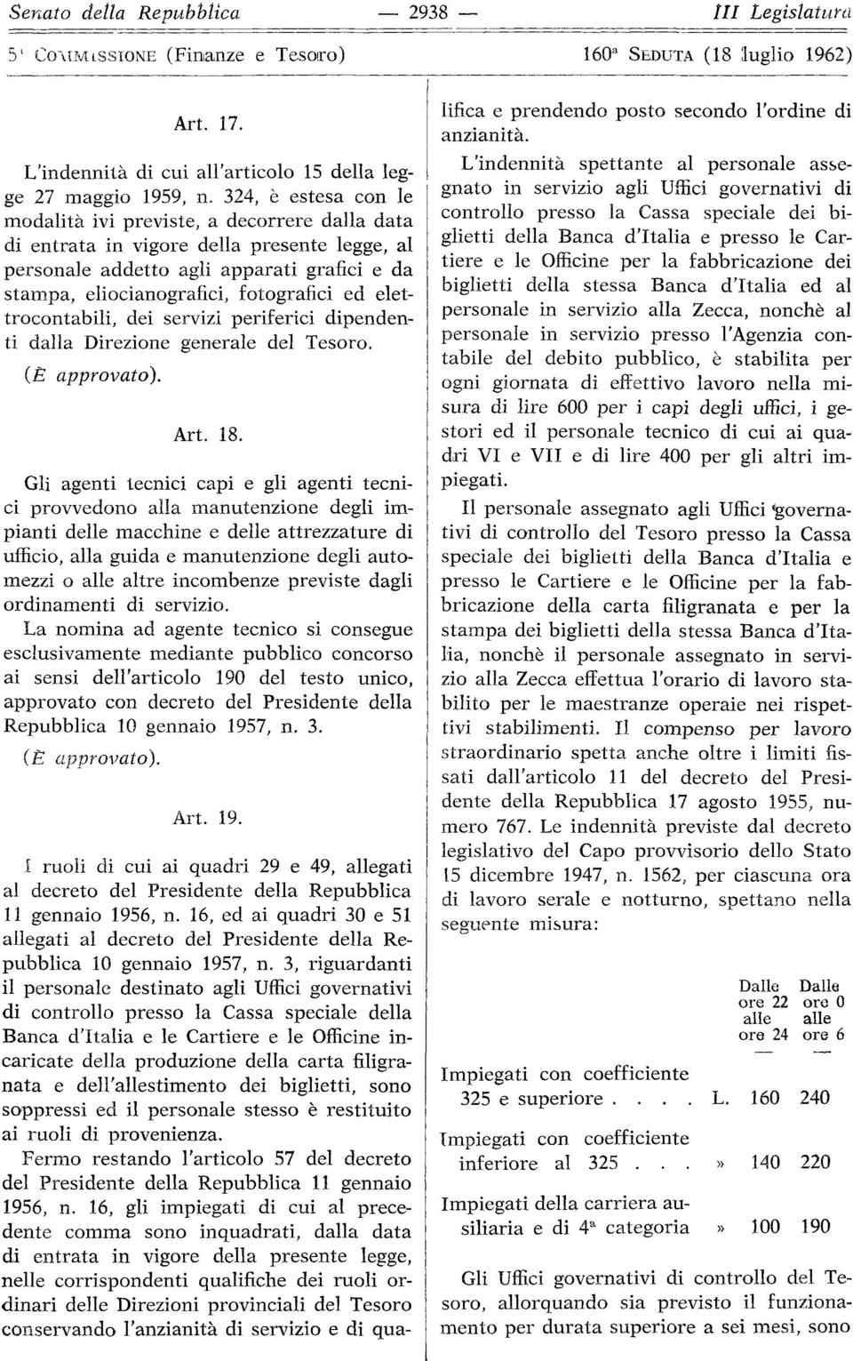 elettrocontabili, dei servizi periferici dipendenti dalla Direzione generale del Tesoro. Art. 18.