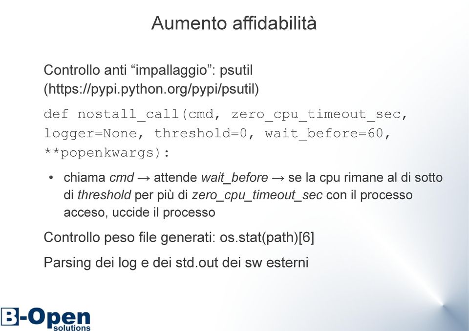 **popenkwargs): chiama cmd attende wait_before se la cpu rimane al di sotto di threshold per più di