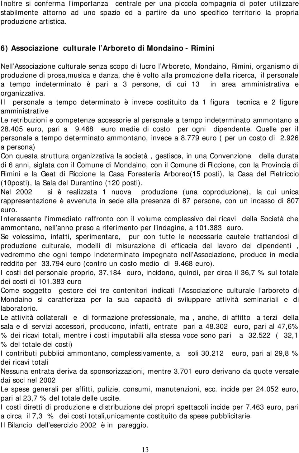 alla promozione della ricerca, il personale a tempo indeterminato è pari a 3 persone, di cui 13 in area amministrativa e organizzativa.