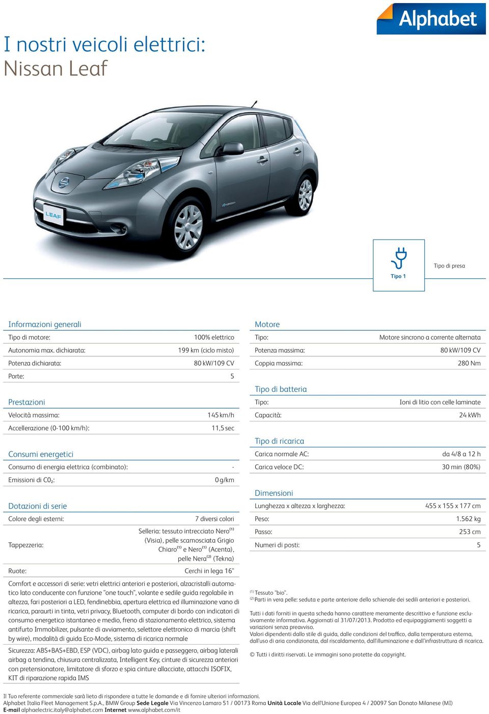 conducente con funzione "one touch", volante e sedile guida regolabile in altezza, fari posteriori a LED, fendinebbia, apertura elettrica ed illuminazione vano di ricarica, paraurti in tinta, vetri