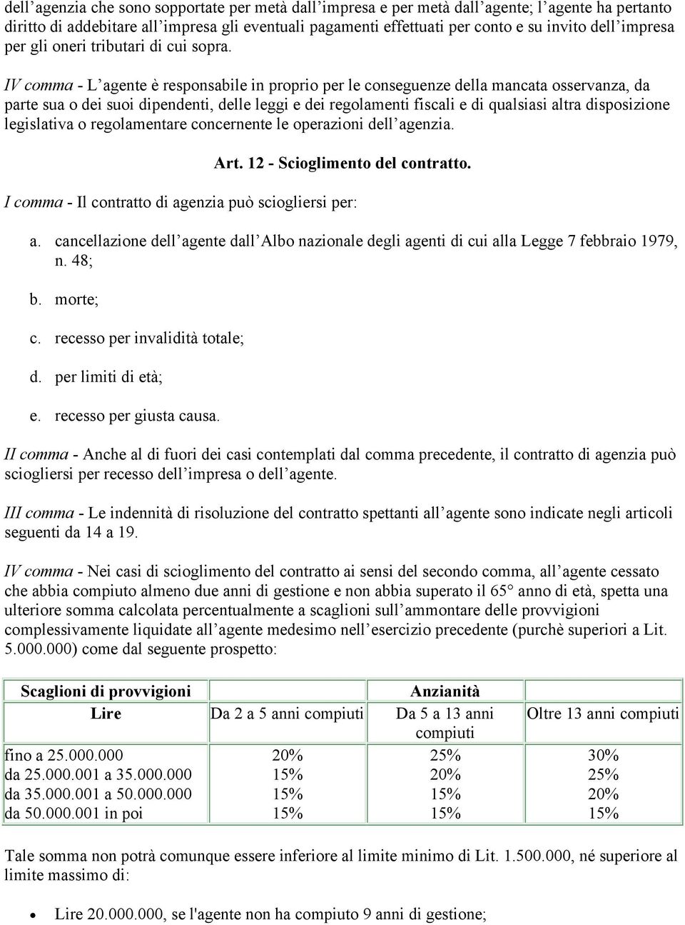 IV comma - L agente è responsabile in proprio per le conseguenze della mancata osservanza, da parte sua o dei suoi dipendenti, delle leggi e dei regolamenti fiscali e di qualsiasi altra disposizione