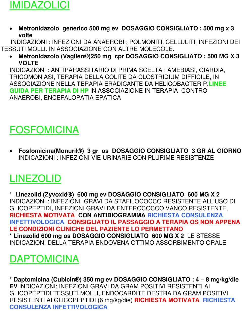 Metronidazolo (Vagilen )250 mg cpr DOSAGGIO CONSIGLIATO : 500 MG X 3 VOLTE INDICAZIONI : ANTIPARASSITARIO DI PRIMA SCELTA : AMEBIASI, GIARDIA, TRICOMONIASI, TERAPIA DELLA COLITE DA CLOSTRIDIUM