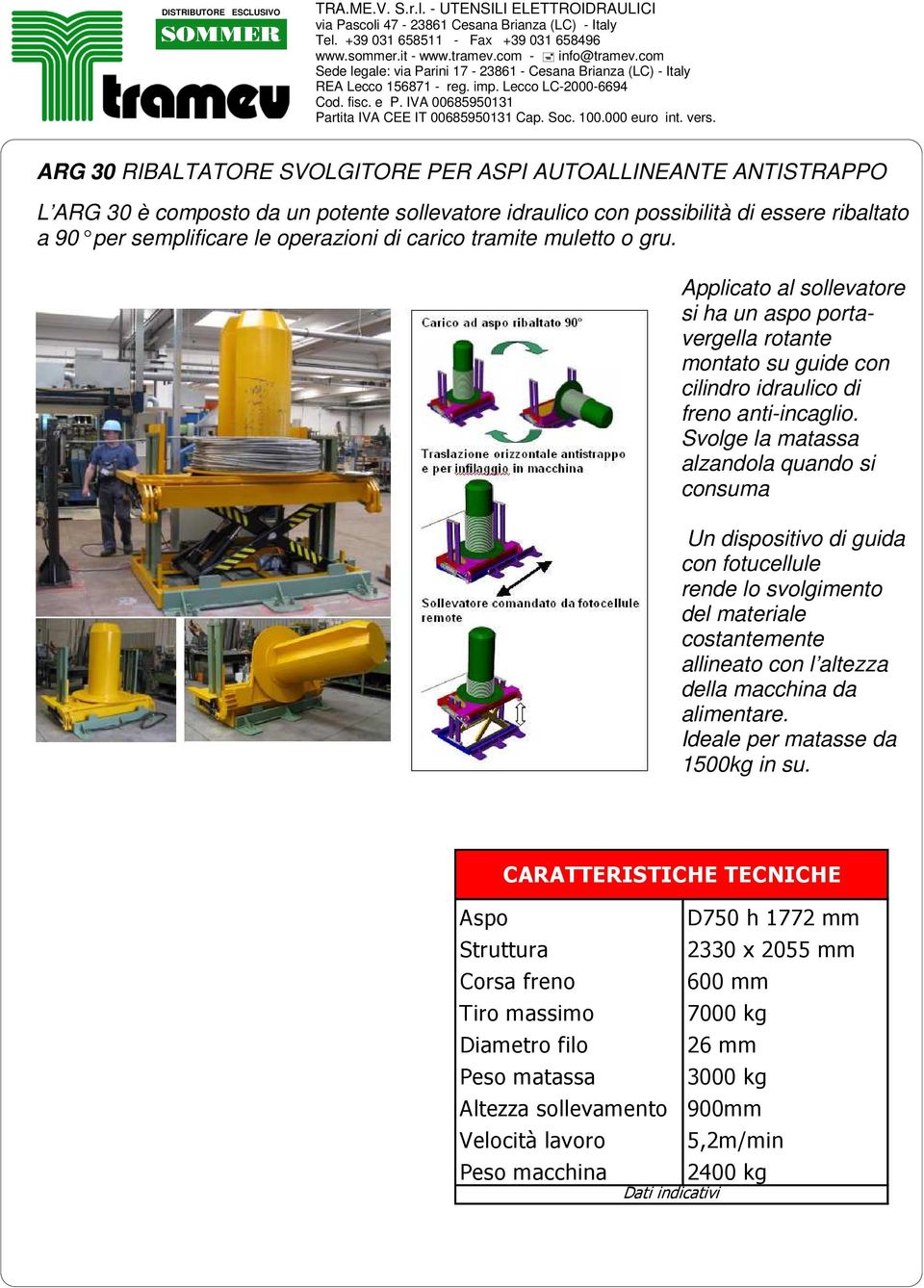 Svolge la matassa alzandola quando si consuma Un dispositivo di guida con fotucellule rende lo svolgimento del materiale costantemente allineato con l altezza della macchina da alimentare.