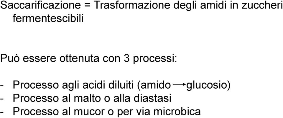 Processo agli acidi diluiti (amido glucosio) - Processo