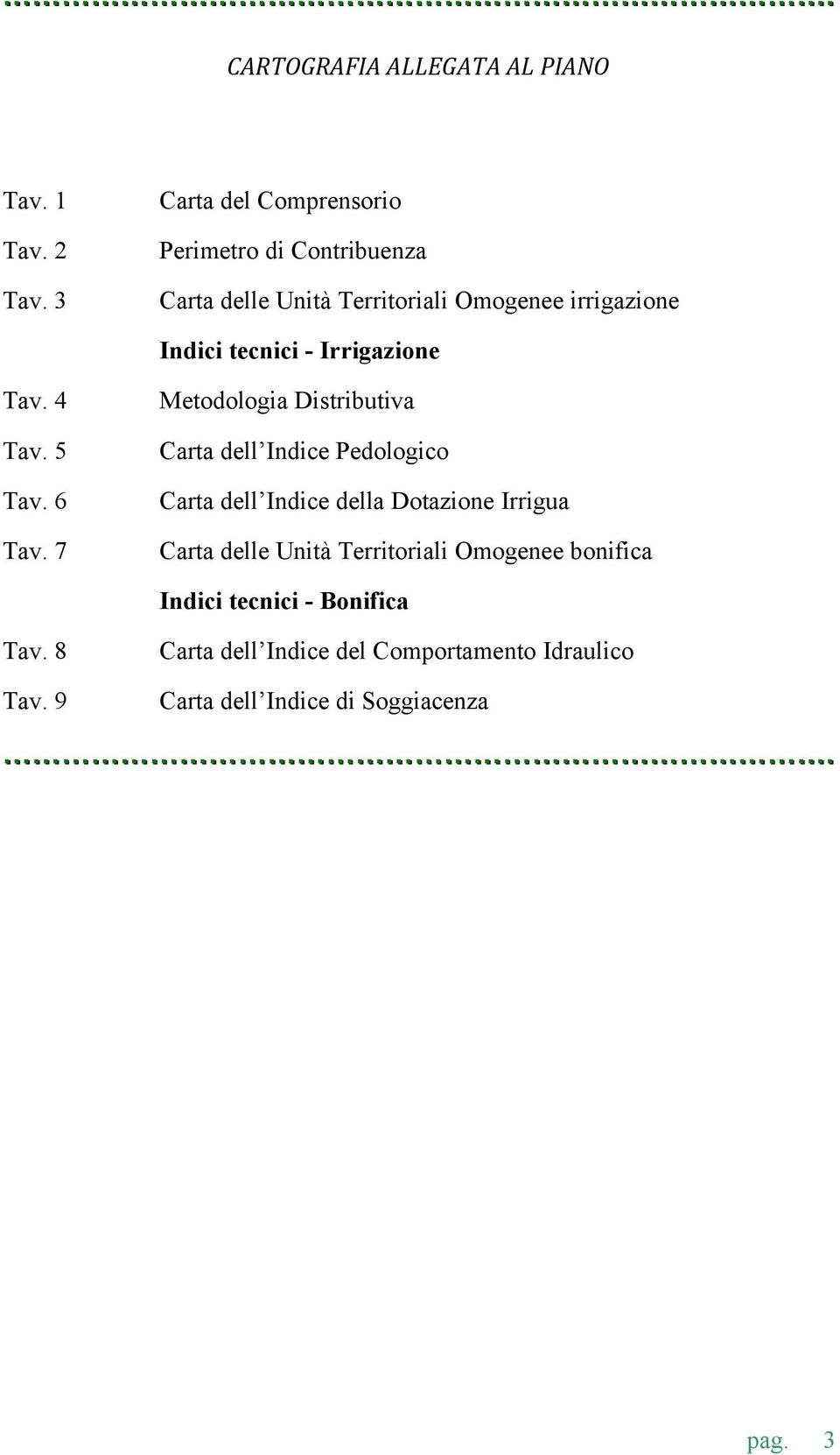 Irrigazione Tav. 4 Tav. 5 Tav. 6 Tav.