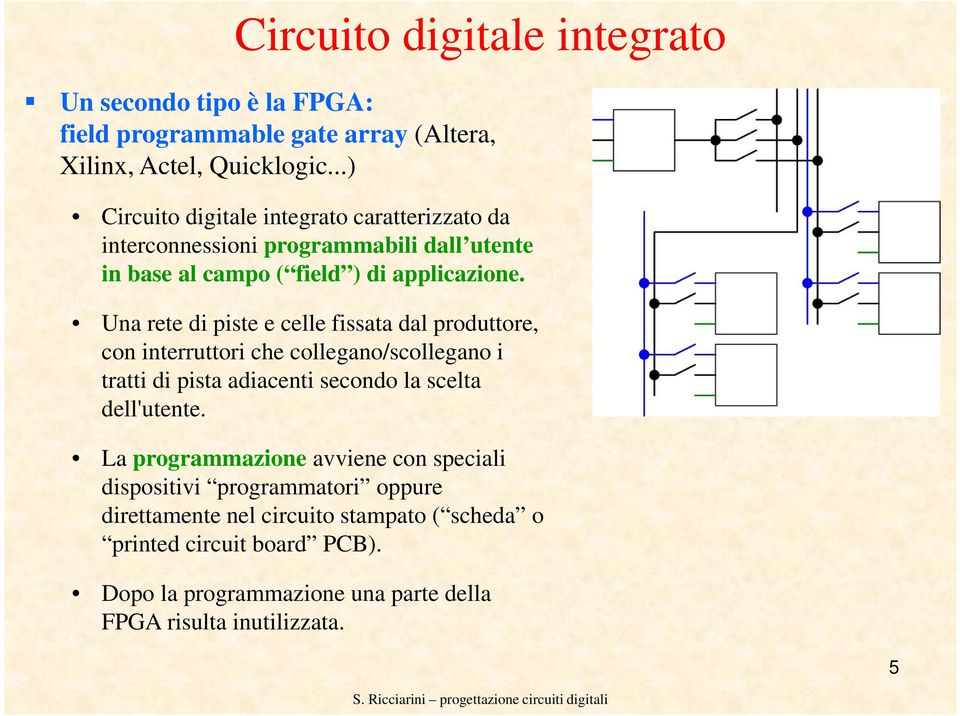 Una rete di piste e celle fissata dal produttore, con interruttori che collegano/scollegano i tratti di pista adiacenti secondo la scelta dell'utente.