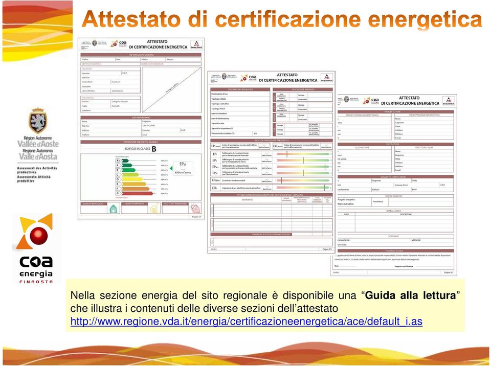 diverse sezioni dell attestato http://www.regione.vda.