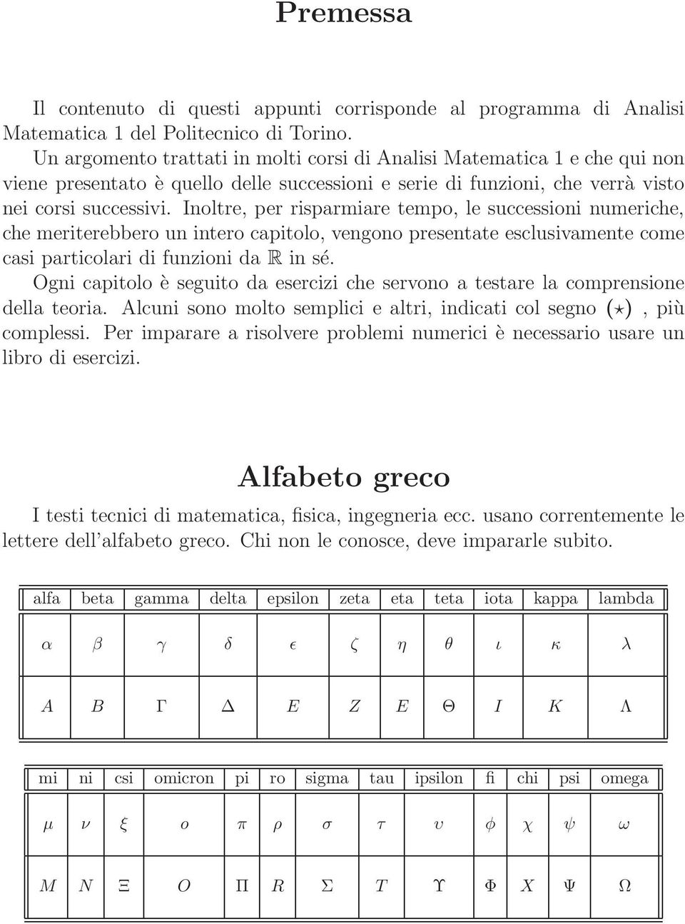 Inoltre, per risparmiare tempo, le successioni numeriche, che meriterebbero un intero capitolo, vengono presentate esclusivamente come casi particolari di funzioni da R in sé.