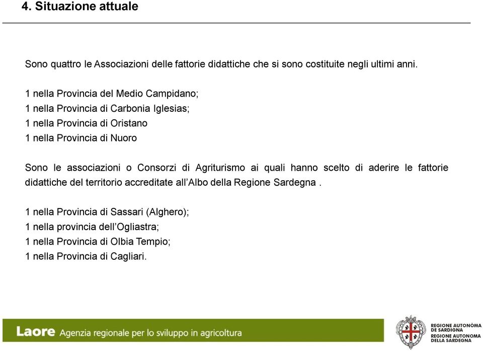 Sono le associazioni o Consorzi di Agriturismo ai quali hanno scelto di aderire le fattorie didattiche del territorio accreditate all Albo