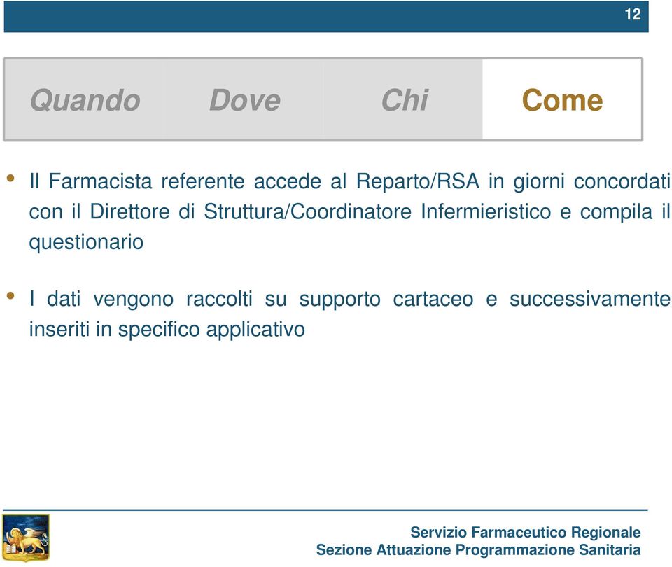 Struttura/Coordinatore Infermieristico e compila il questionario I