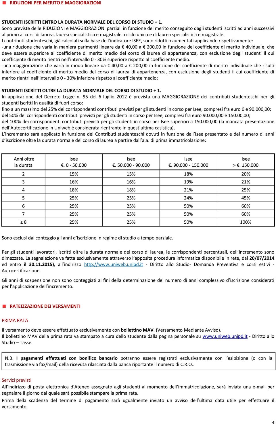 ciclo unico e di laurea specialistica e magistrale.