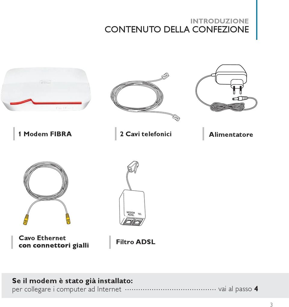 connettori gialli Filtro ADSL Se il modem è stato già