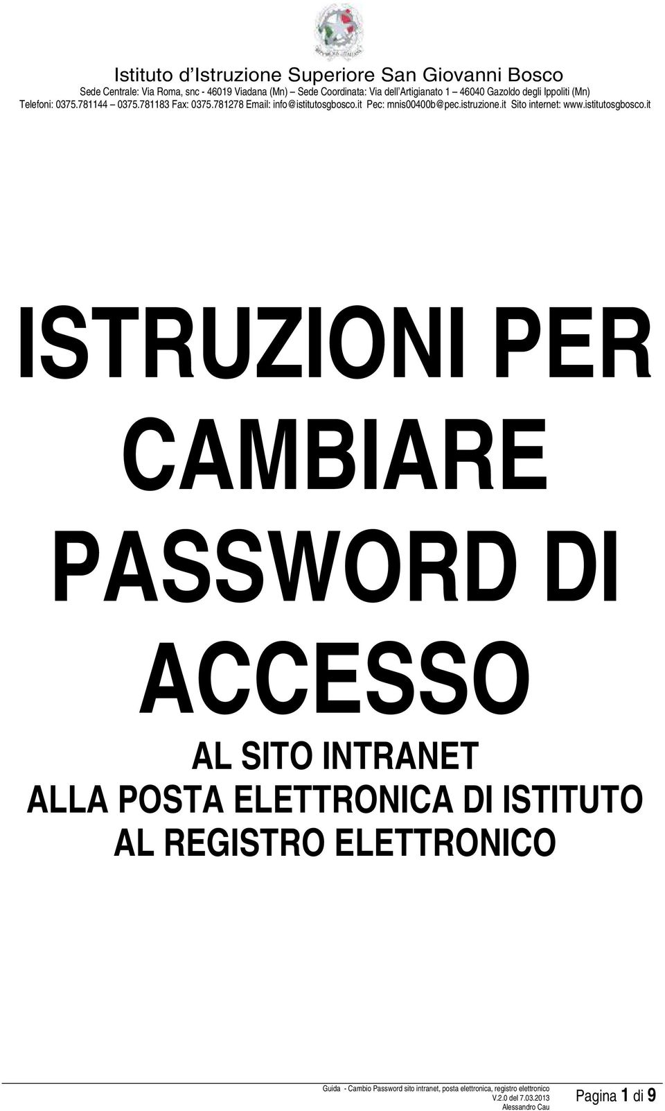 POSTA ELETTRONICA DI ISTITUTO AL