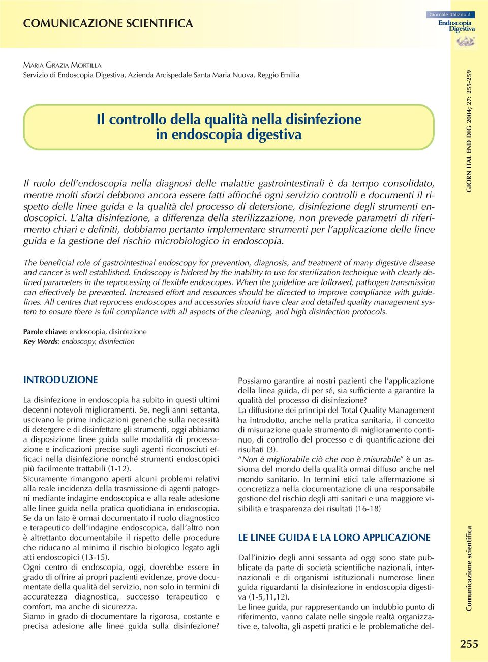 detersione, disinfezione degli strumenti endoscopici.