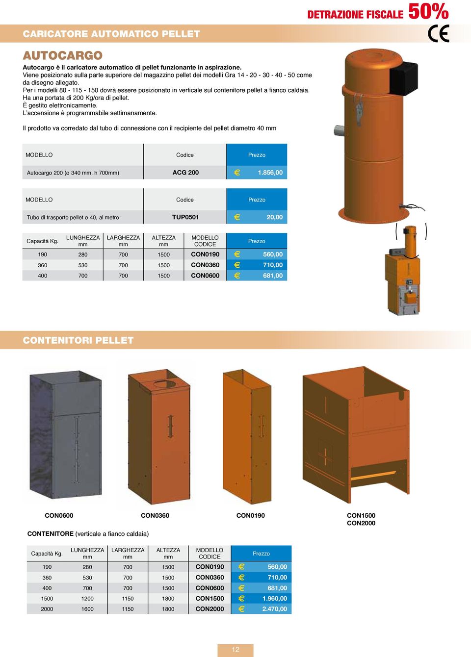 Per i modelli 80-115 - 150 dovrà essere posizionato in verticale sul contenitore pellet a fianco caldaia. Ha una portata di 200 Kg/ora di pellet. È gestito elettronicamente.