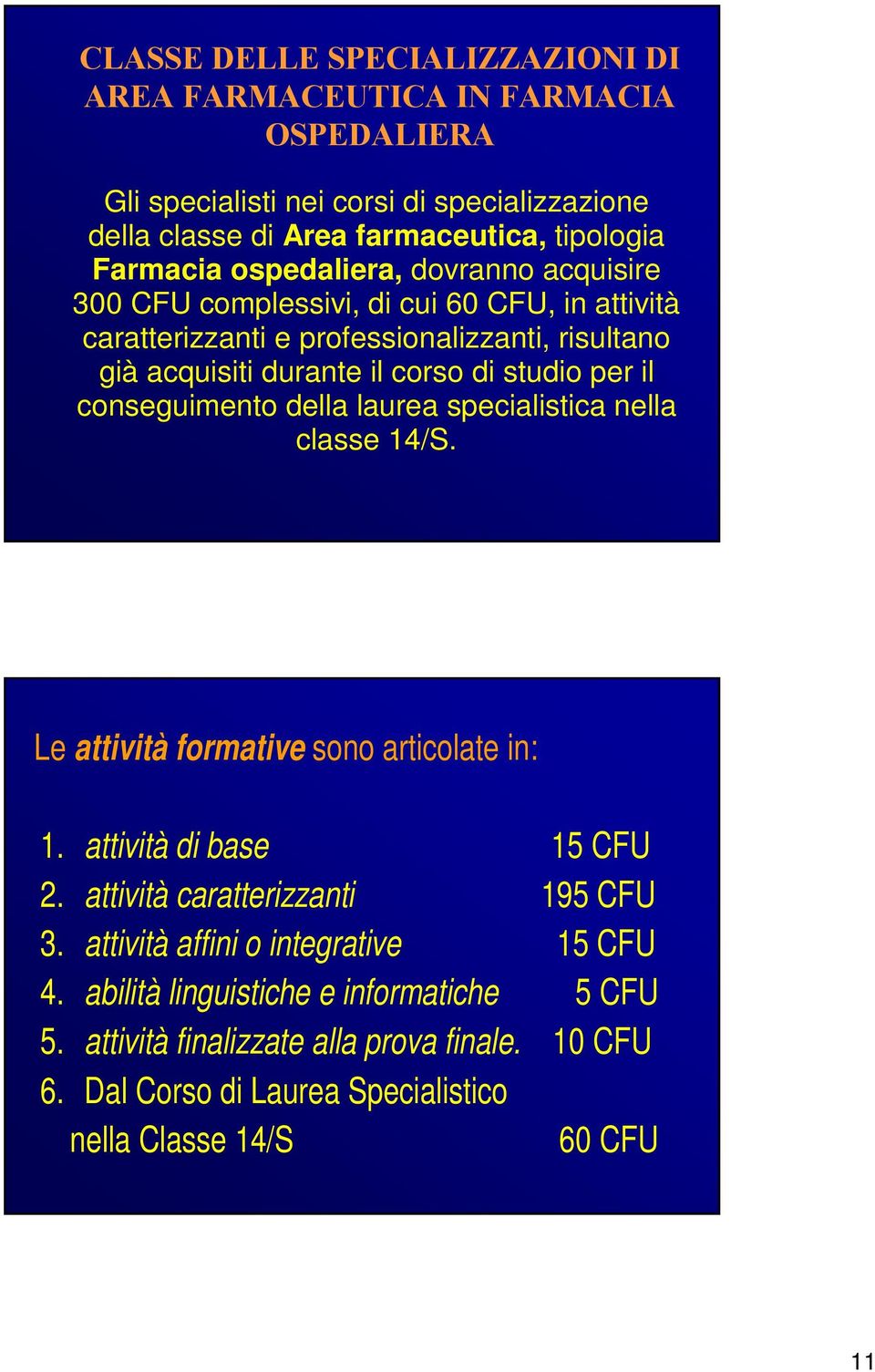 nella classe 14/S. Le attività formative sono articolate in: 1. attività di base 15 CFU 2. attività caratterizzanti 195 CFU 3.