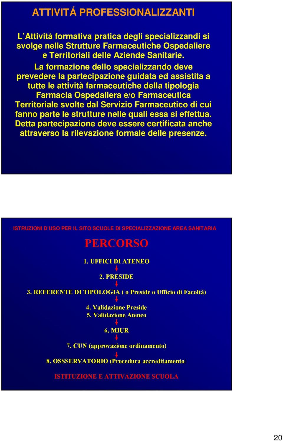 La formazione dello specializzando deve prevedere la partecipazione guidata ed assistita a tutte le attività farmaceutiche della tipologia Farmacia Ospedaliera e/o