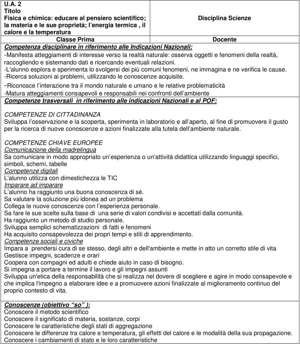 ricercando eventuali relazioni. -L'alunno esplora e sperimenta lo svolgersi dei più comuni fenomeni, ne immagina e ne verifica le cause.