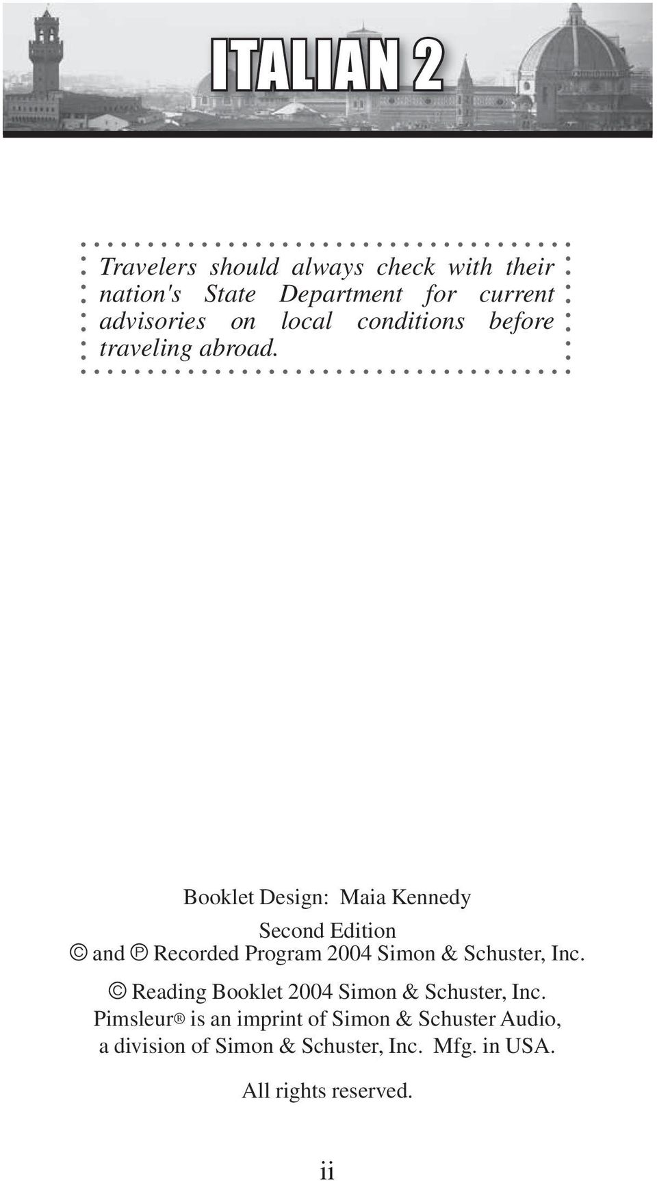 Booklet Design: Maia Kennedy Second Edition and Recorded Program 2004 Simon & Schuster, Inc.