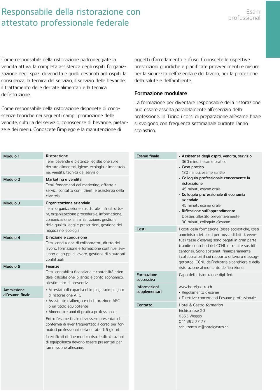 Come responsabile della ristorazione disponete di conoscenze teoriche nei seguenti campi: promozione delle vendite, cultura del servizio, conoscenze di bevande, pietanze e dei menu.