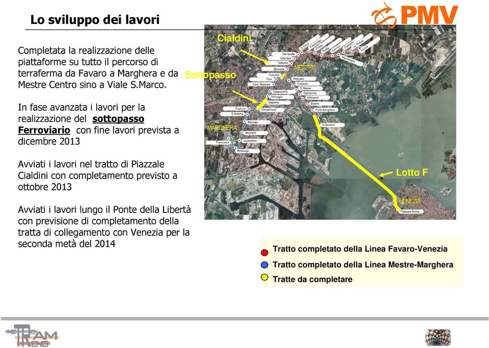 con completamento previsto a ottobre 2013 Cialdini Sottopasso Lotto F Avviati i lavori lungo il Ponte della Libertà con previsione di completamento della tratta di