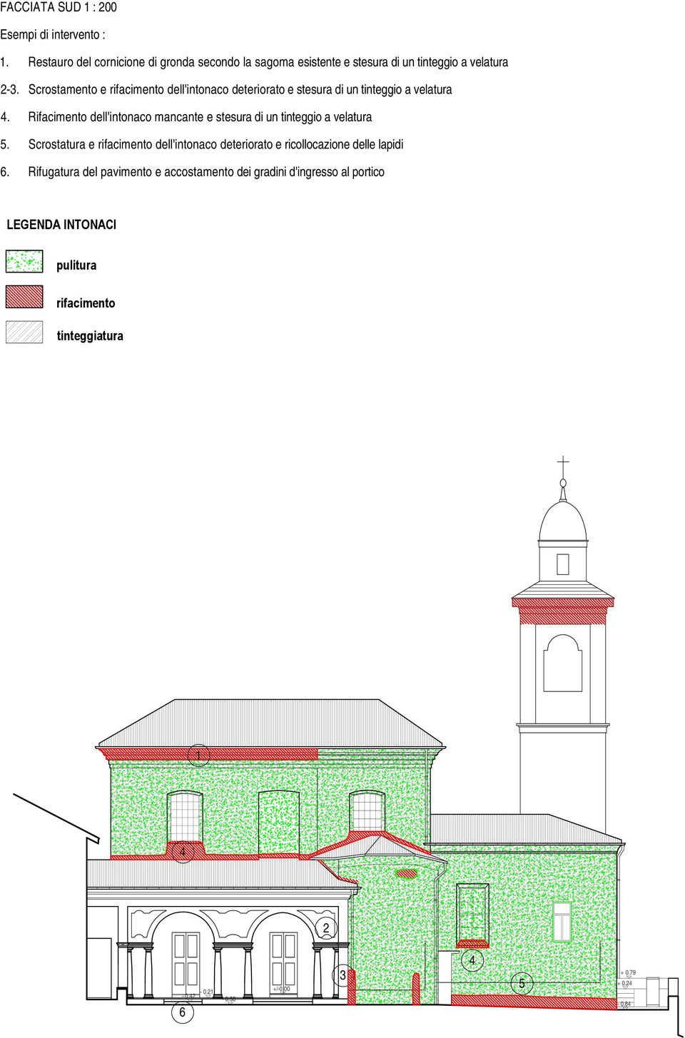 Scrostamento e rifacimento dell'intonaco deteriorato e stesura di un tinteggio a velatura 4.