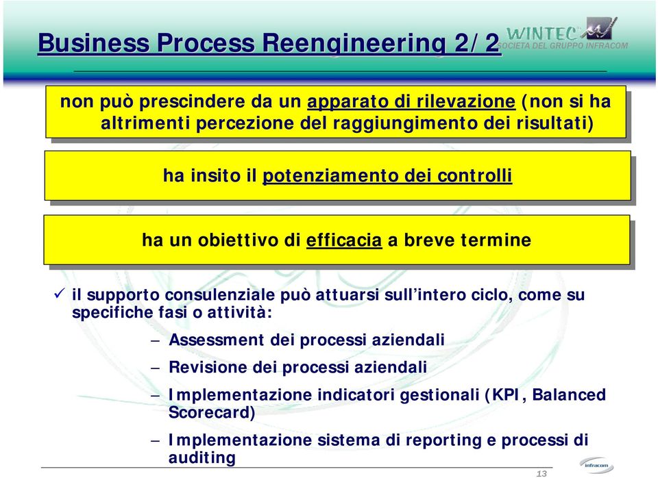 termine il supporto consulenziale può attuarsi sull intero ciclo, come su specifiche fasi o attività: Assessment dei processi aziendali