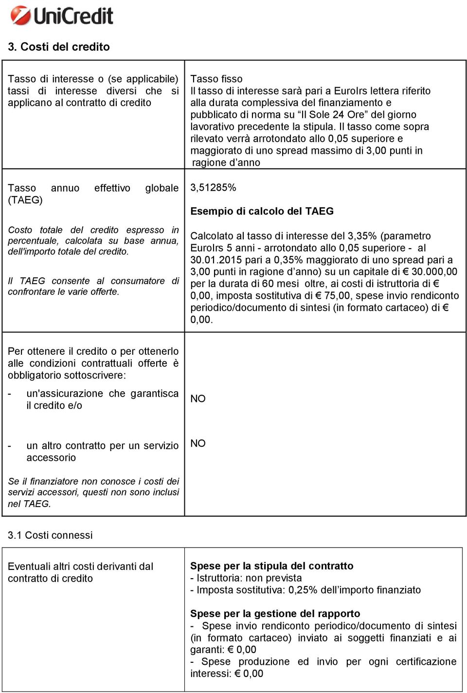 Tasso fisso Il tasso di interesse sarà pari a EuroIrs lettera riferito alla durata complessiva del finanziamento e pubblicato di norma su Il Sole 24 Ore del giorno lavorativo precedente la stipula.