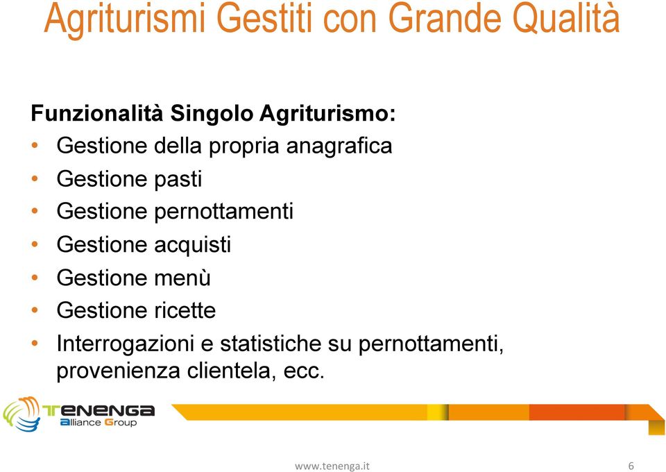 acquisti Gestione menù Gestione ricette Interrogazioni e