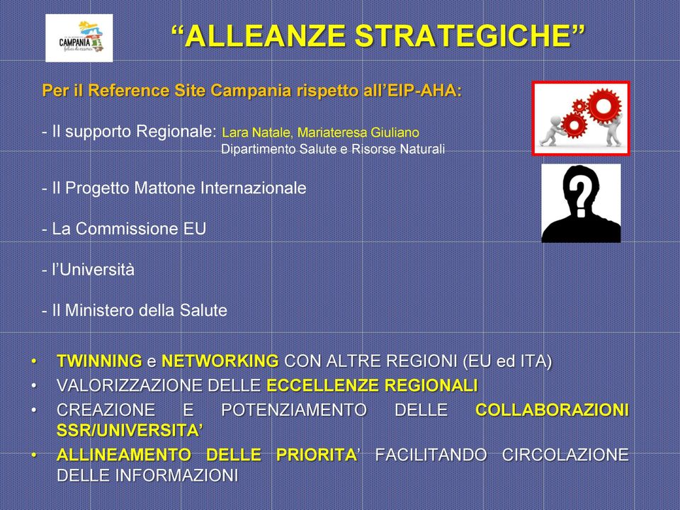 Ministero della Salute TWINNING e NETWORKING CON ALTRE REGIONI (EU ed ITA) VALORIZZAZIONE DELLE ECCELLENZE REGIONALI