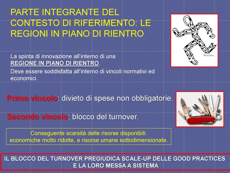 Primo vincolo: divieto di spese non obbligatorie. Secondo vincolo: blocco del turnover.