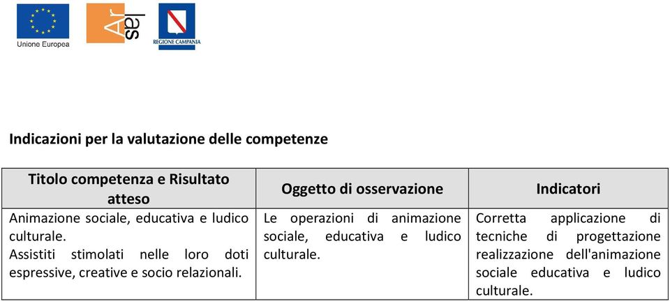 Oggetto di osservazione Le operazioni di animazione sociale, educativa e ludico culturale.