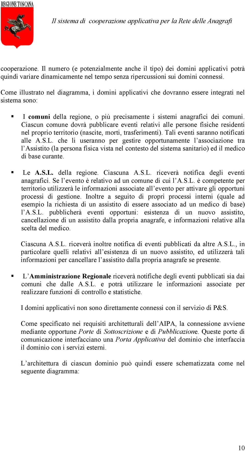 Ciascun comune dovrà pubblicare eventi relativi alle persone fisiche residenti nel proprio territorio (nascite, morti, trasferimenti). Tali eventi saranno notificati alle A.S.L.