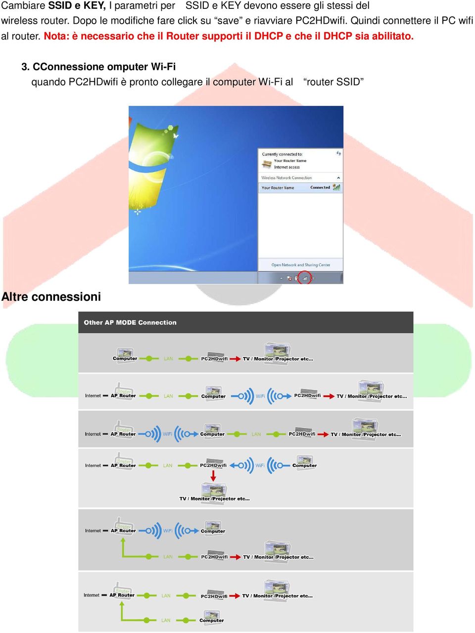 Quindi connettere il PC wifi al router.