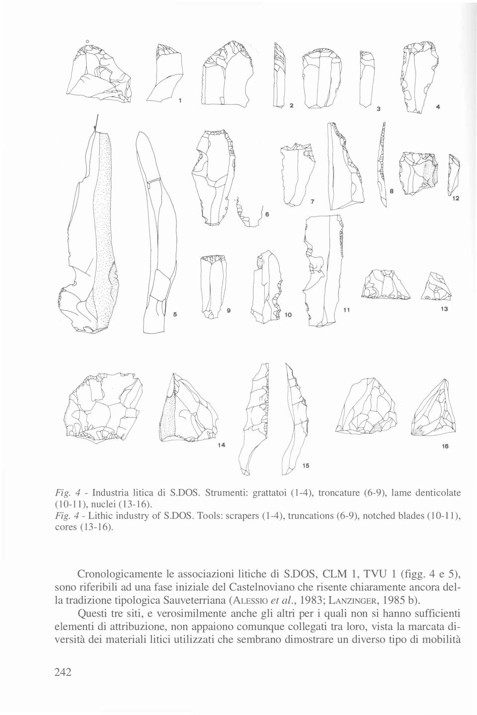 4 e 5), sono riferibili ad una fase iniziale del Castelnoviano che risente chiaramente ancora della tradizione tipologica Sauveterriana (ALESSIO et al., 1983; LANZINGER, 1985 b).