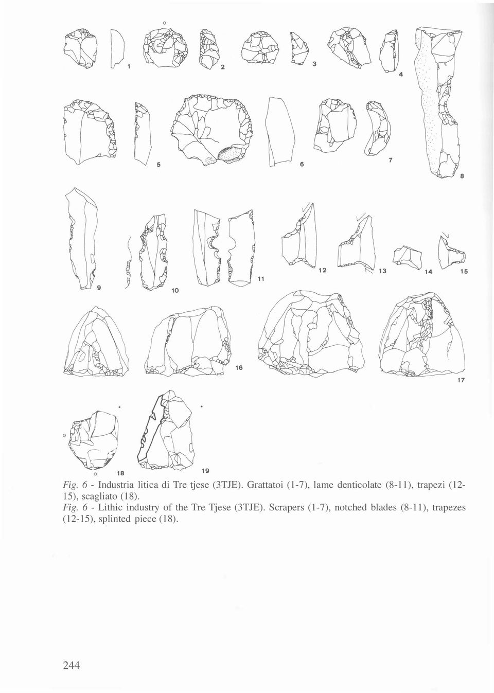 scagliato (18). Fig. 6- Lithic industry of the Tre Tjese (3TJE).