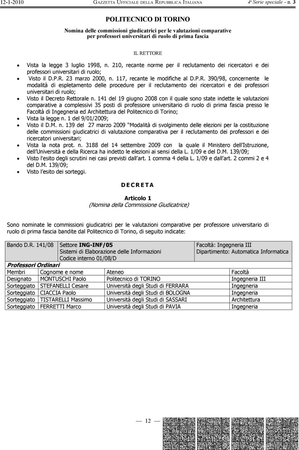 23 marzo 2000, n. 117, recante le modifiche al D.P.R.