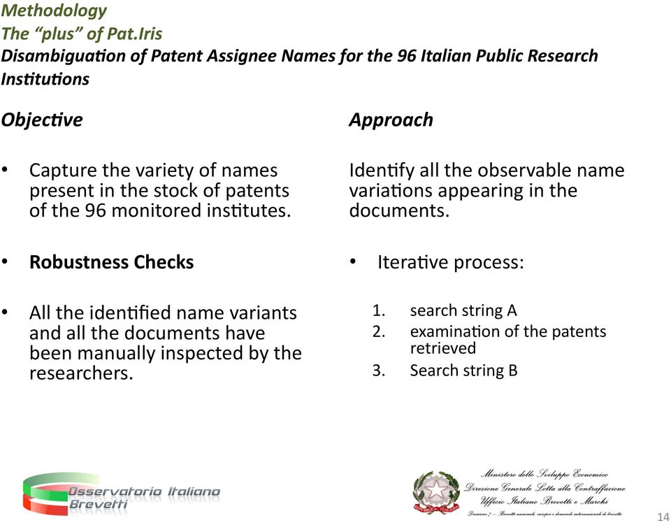 present in the stock of patents of the 96 monitored insntutes.