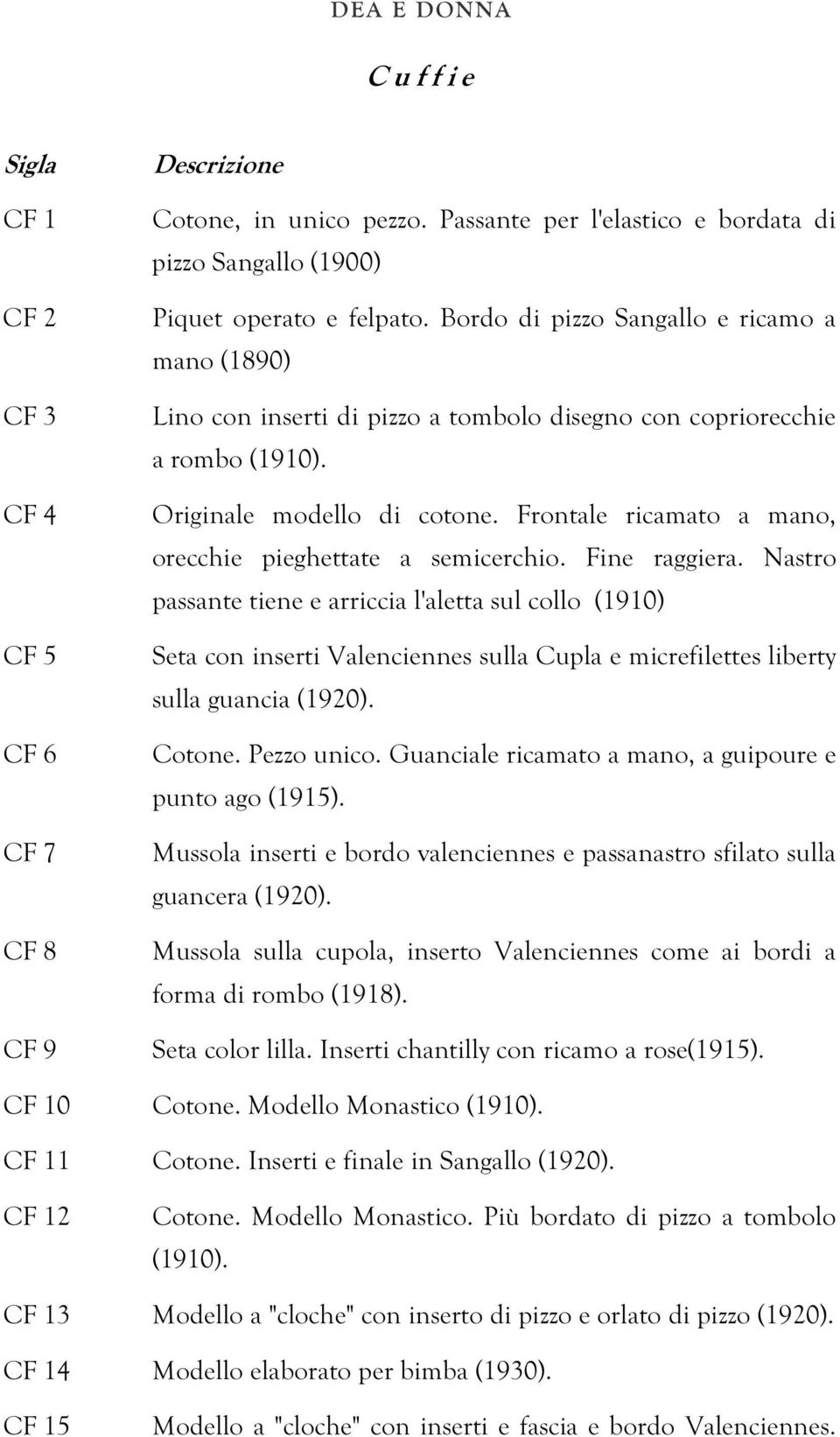 Frontale ricamato a mano, orecchie pieghettate a semicerchio. Fine raggiera.