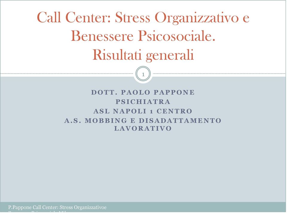 PAOLO PAPPONE PSICHIATRA ASL NAPOLI 1 CENTRO A.S. MOBBING E DISADATTAMENTO LAVORATIVO P.