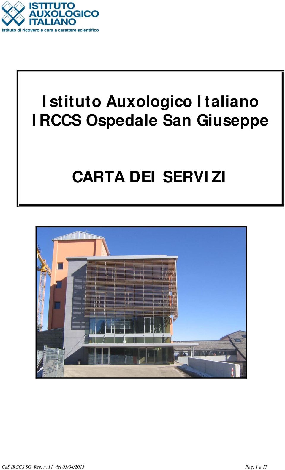 CARTA DEI SERVIZI CdS IRCCS SG