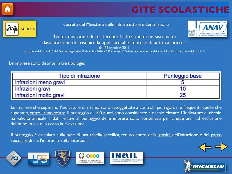 245 in tema di Definizione dei criteri e delle modalità di classificazione del rischio ) Le imprese sono distinte in tre tipologie: Le imprese che superano l'indicatore di rischio sono assoggettate a