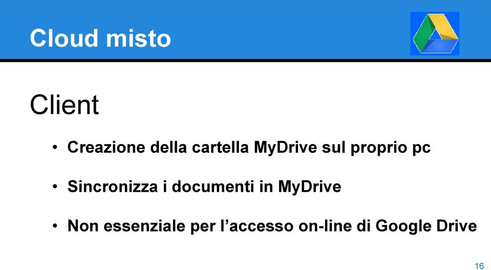 Sincronizza i documenti in MyDrive Non