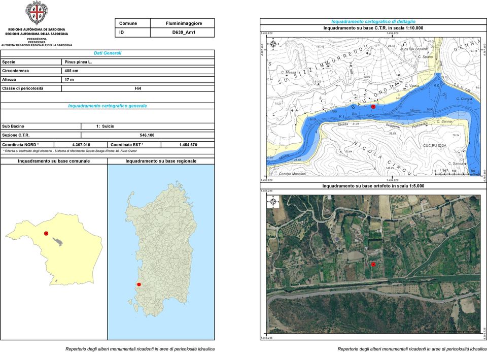 6 Comune Hi Inquadramento cartografico generale Sub Bacino 1: Sulcis Sezione C.T.R. 56.1.67.