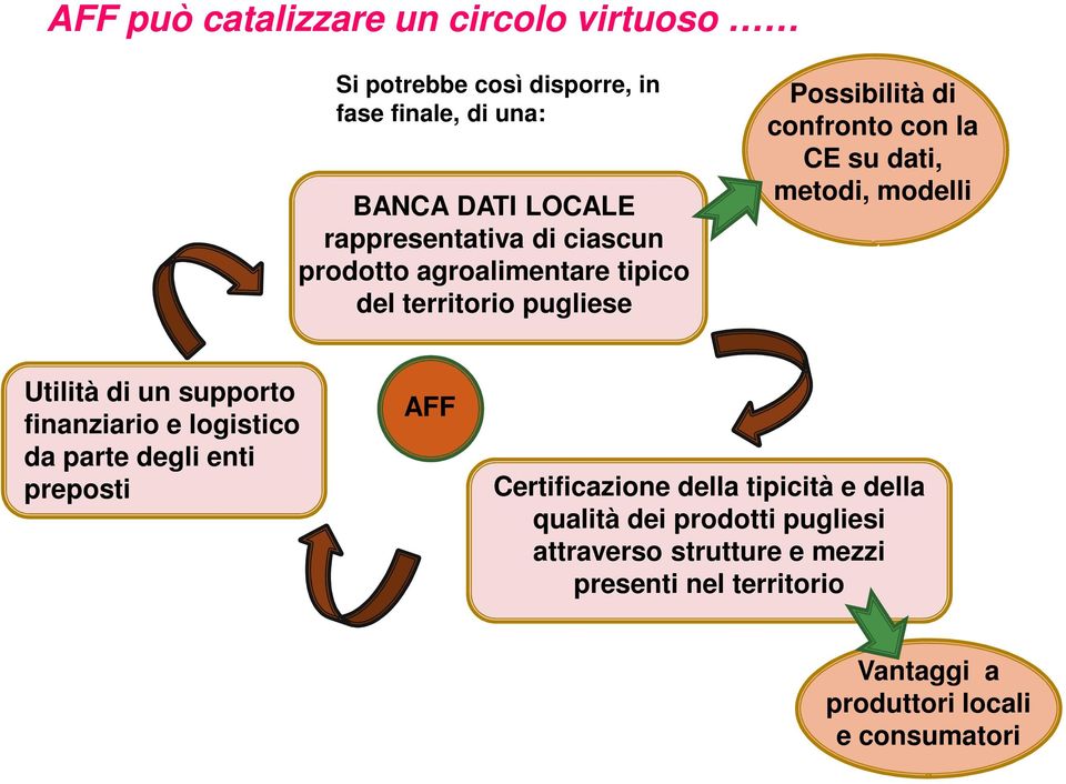 dati, metodi, modelli Utilità di un supporto finanziario e logistico da parte degli enti preposti AFF Certificazione della